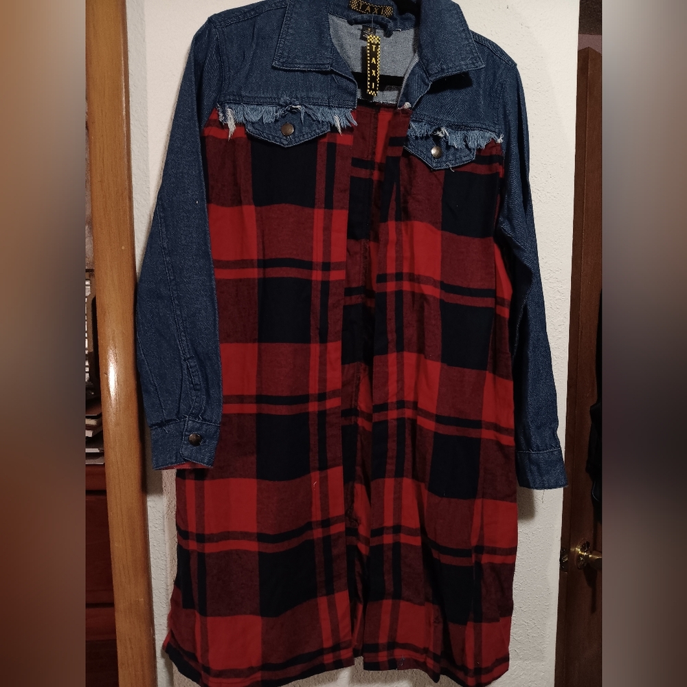 Plaid Red and Blue Women's Jacket